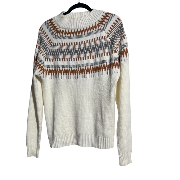 Pink Martini Cowl Neck Sweater Cream Brown and Grey Size Large - Picture 2 of 15